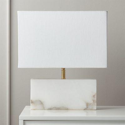 White Alabaster Rectangle Table Lamp
