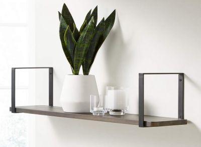 Riggs Charcoal Shelf with Black Square Brackets