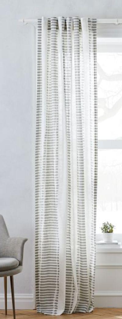Striped Ikat Curtain, Pearl Gray, 48"x84"