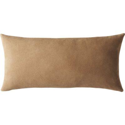 Suede Camel Tan Pillow With Down Alternative Insert-23"x11"