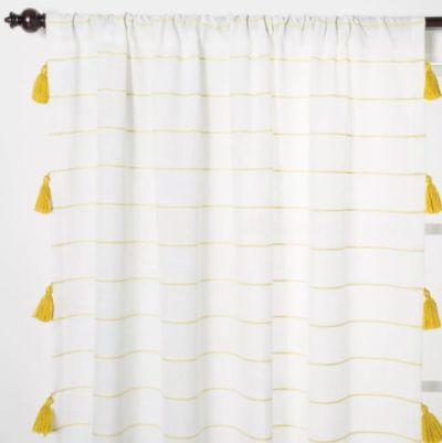 Contrast Stripe Light Filtering Curtain Panel with Tassels Opalhouse