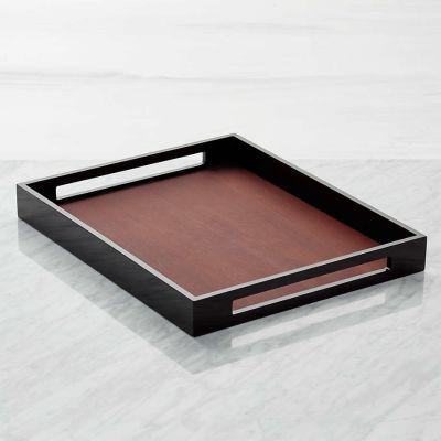 Grant Black and Wood Rectangular Serving Tray
