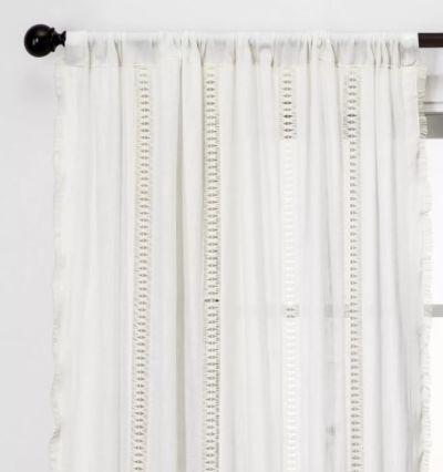 Lace Trim Light Filtering Curtain Panel 