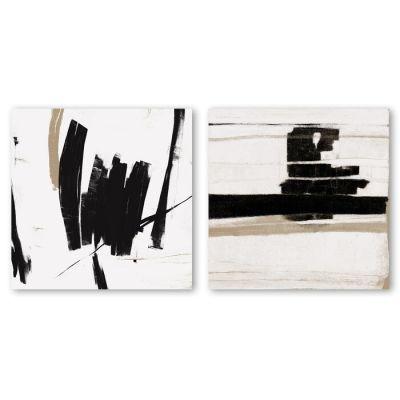 Black and White Abstract Print Set on Canvas