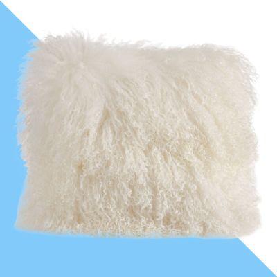 Revilla Lamb Fur SquareWool Pillow Cover With Insert-20"x20"