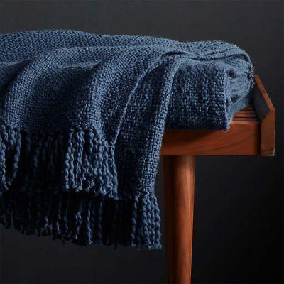 Styles Blue Fringe Throw Blanket