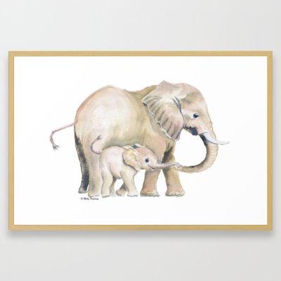 Mom and Baby Elephant 2 Framed Art Print
