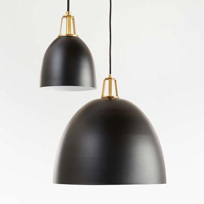 Maddox Black Dome Pendant Large with Brass Socket