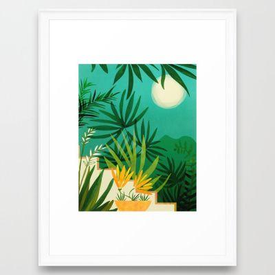 Exotic Garden Nightscape Tropical Night Series Framed Art Print