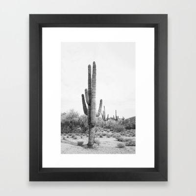Desert Cactus BW Framed Art Print