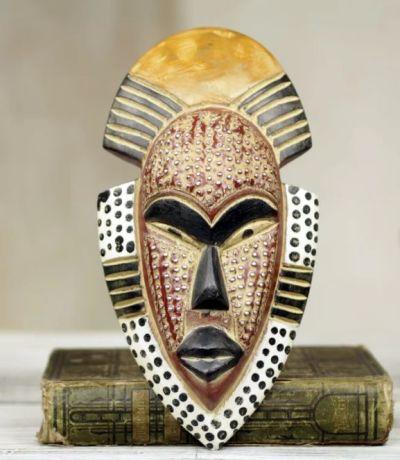 Happiness Hand Carved West African Sese Mask