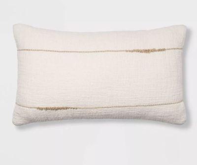 Embroidered Thin Line Lumbar Throw Pillow