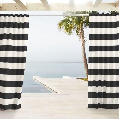 Outdoor Stripe Curtains Black