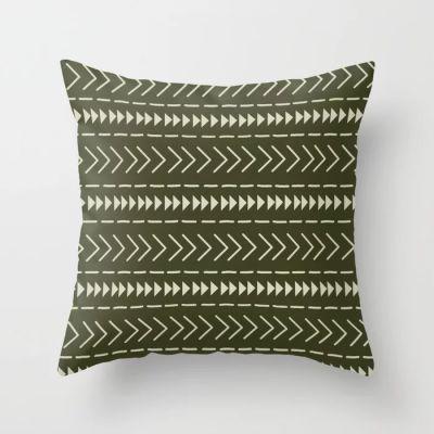 Mudcloth Forest Green Throw Pillow With Insert-16"x16"