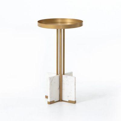 Marble And Brass End Table