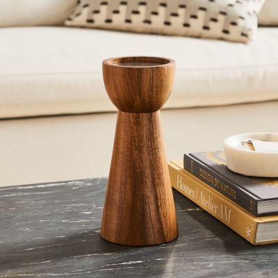 Pure Wood Pillar Candle Holders Large