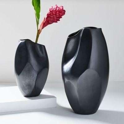 Black Ceramic Pinched Vases