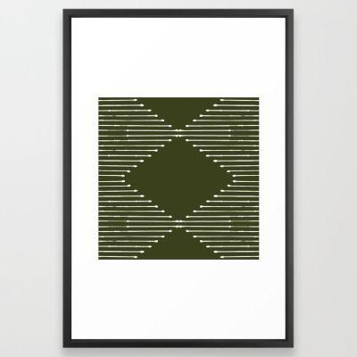 Geo Olive Green Art Print with Frame 24" x 36"