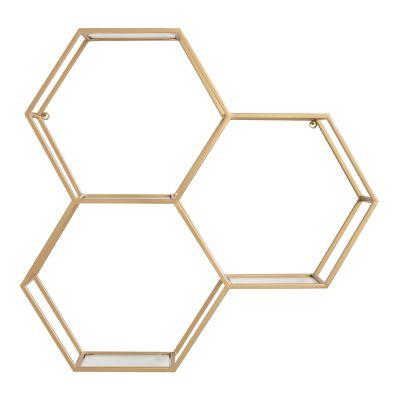 Gold And Glass Honeycomb Wall Shelf