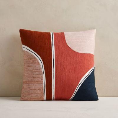 Crewel Outlined Shapes Pillow Cover