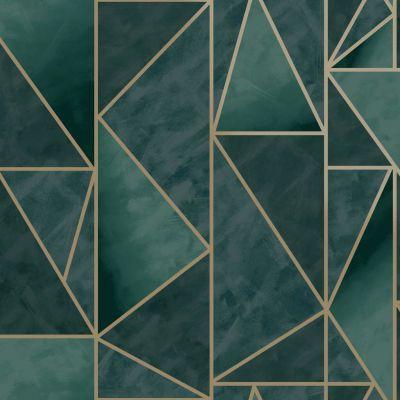 Bohemian Metallic Triangles Wallpaper in Green