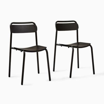 Outdoor Wren Bistro Table + Metal Stacking Chairs