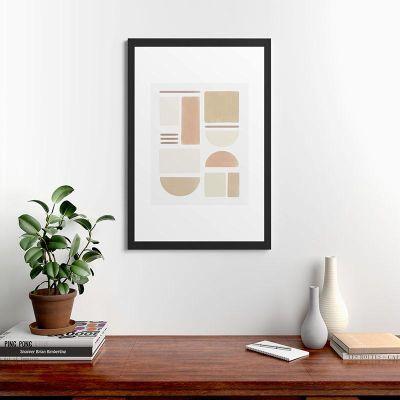 FRAMED ART PRINT GEOMETRIC SHAPES IN CREME AND SOFT PINK