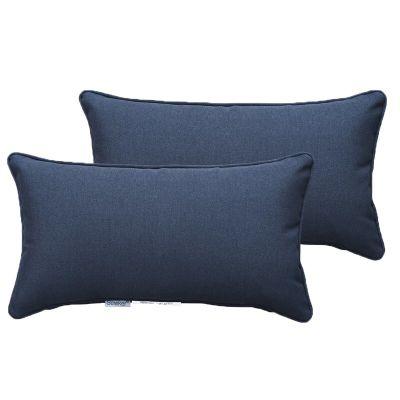 Dark Blue Colly Outdoor Rectangular Pillow Cover and Insert