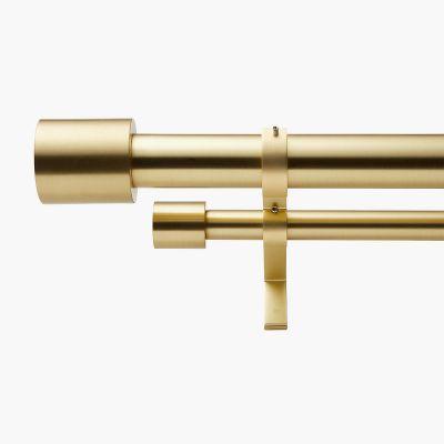 BRUSHED BRASS CAP FINIAL DOUBLE ROD