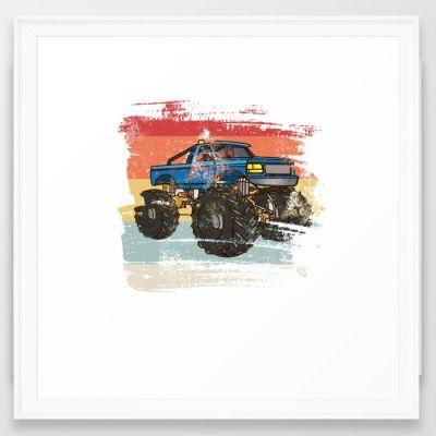 Retro Monster Truck Framed Art Print