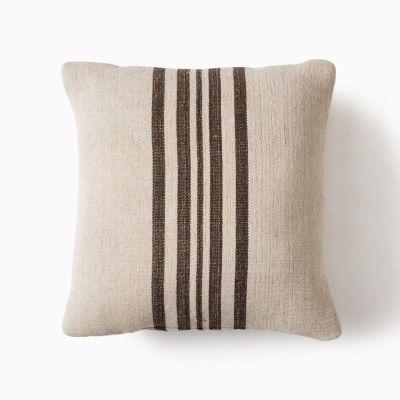 Natural Center Stripe Indoor Outdoor Pillow With Insert-18"x18"