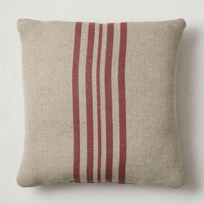 Natural Center Stripe Indoor Outdoor Pillow With Insert-18"x18"
