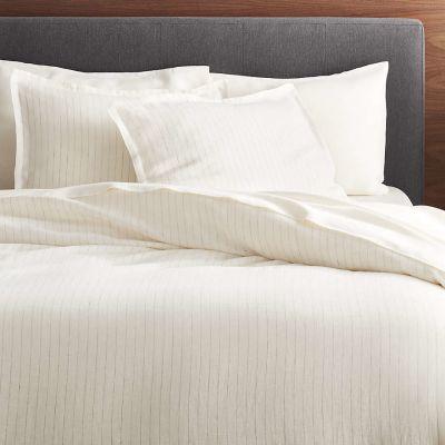 Pure Linen Pinstripe Warm White Standard Pillow Sham-26''x20''