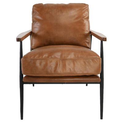 Leather Upholstered Iron Arm Chair