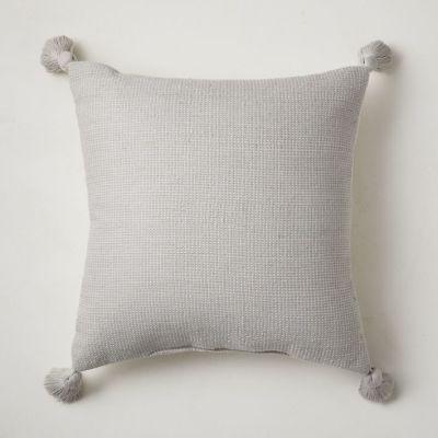 Textured Solid Tassel Indoor Outdoor Pillow With Insert-20"x20"