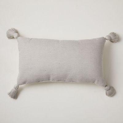Textured Solid Tassel Indoor Outdoor Pillow