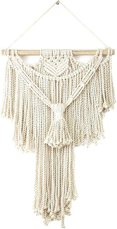 Cotton Macrame Wall Hanging with Rod Included