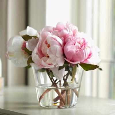 Faux Peony Floral Arrangement in Vase
