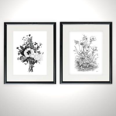 Botanical Black and White Picture Frame Drawing Print