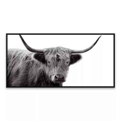 Highland Cow Framed Wall Canvas Black White