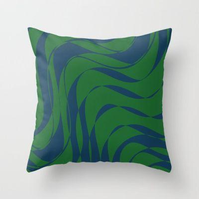 Swirls in Green and Blue Throw Pillow