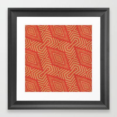 Red and Beige Geometrical Pattern Art Print with frame 10''x10''