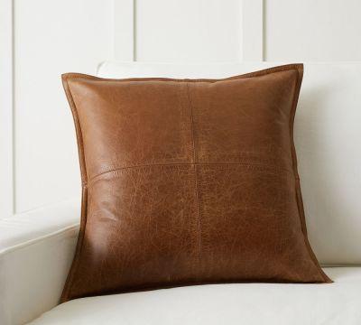 Pieced Leather Pillow Cover