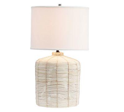 Cambria Seagrass Table Lamp with Small SS Gallery Shade - Small
