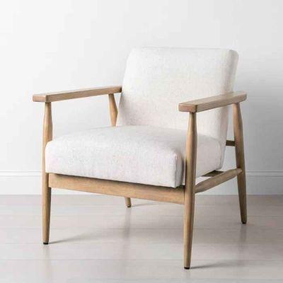 Upholstered Natural Wood Accent Chair