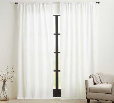 Belgian Flax Linen Blackout Curtain 50 x 96&quot; - White