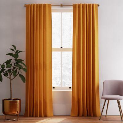 Solid European Flax Linen Curtain Dark Amber