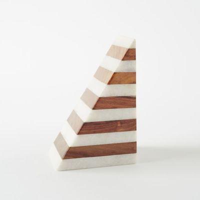 Striped Marble Wood Bookend