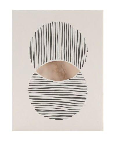 Abstract circle and lines in marble on cream poster