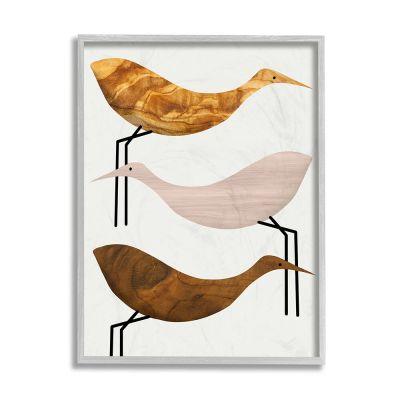 Abstract Tree Pattern Storks Minimal Rustic Birds With Frame-20"x16"